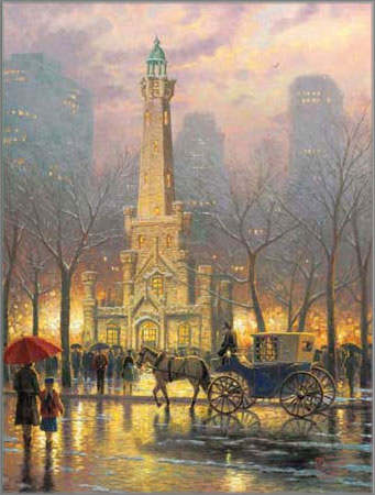 Thomas Kinkade - Chicago, Winter at the Watertower