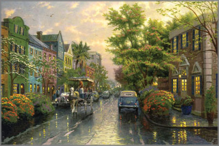Thomas Kinkade - Charleston, Sunset on Rainbow Row