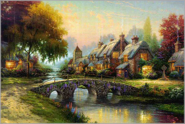Thomas Kinkade - Cobblestone Bridge - Classics Collection