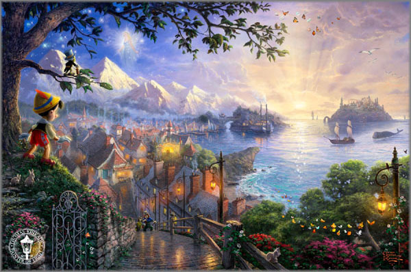 Thomas Kinkade - Pinocchio Wishes Upon a Star