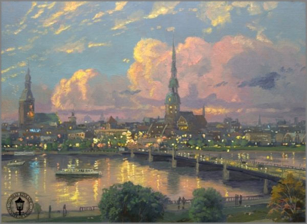 Thomas Kinkade - Sunset over Riga, Latvia - Plein Air Collection