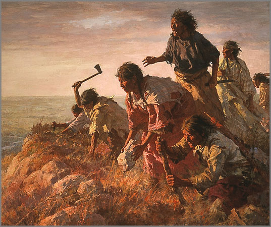 Howard Terpning - Digging In at Sappa Creek