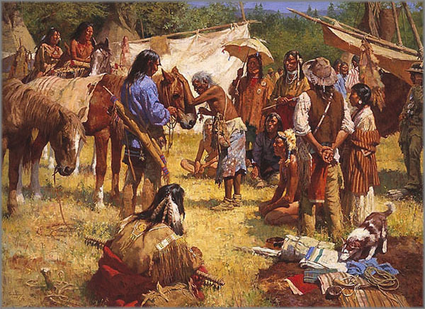 Howard Terpning - Horse Doctor and His Medicine Bag at Rendezvous, The