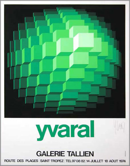 Yvaral Vasarely - Green Abstract