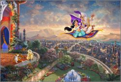 Thomas Kinkade Studios - Disney Beauty and The Beast's Winter Enchantment - Jewel Edition Art 18 x 27 / JE / Unframed