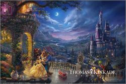 Thomas Kinkade - Beauty and the Beast Dancing in the Moonlight