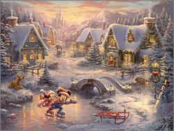 Thomas Kinkade - Mickey and Minnie - Sweetheart Holiday