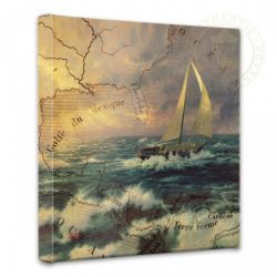 Thomas Kinkade - Perseverance Map Collage - Wrapped Canvases