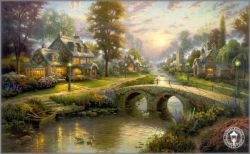 Thomas Kinkade - Sunset on Lamplight Lane