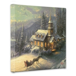 Thomas Kinkade - Sunday Evening Sleigh Ride - Wrapped Canvases