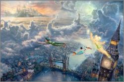 Thomas Kinkade - Tinker Bell and Peter Pan Fly to Neverland