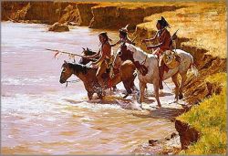 Howard Terpning - Crossing at the Ford